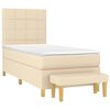 vidaXL Cama com molas/colch&atilde;o 90x190 cm tecido cor creme