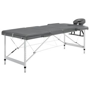 vidaXL Mesa massagens c/ 3 zonas estrutura alum&iacute;nio 186x68cm antracite