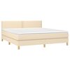 vidaXL Cama box spring c/ colch&atilde;o e LED 180x200 cm tecido cor creme