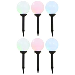 vidaXL Candeeiro solar de exterior LED 6 pcs esf&eacute;rico 20 cm RGB