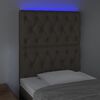 vidaXL Cabeceira cama c/ LED tecido 80x7x118/128cm cinza-acastanhado