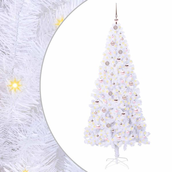 vidaXL &Aacute;rvore de Natal Artificial com 300 LEDs Branco 210 cm PVC e A&ccedil;o