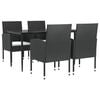 vidaXL 5 pcs conjunto de jantar para jardim vime PE e a&ccedil;o preto