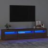 vidaXL M&oacute;vel de TV com luzes LED 195x35x40 cm Carvalho Marrom