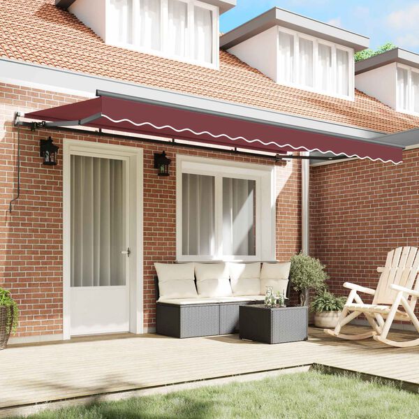 vidaXL Toldo Retr&aacute;til Manual Borgonha 350 x 200 cm tecido