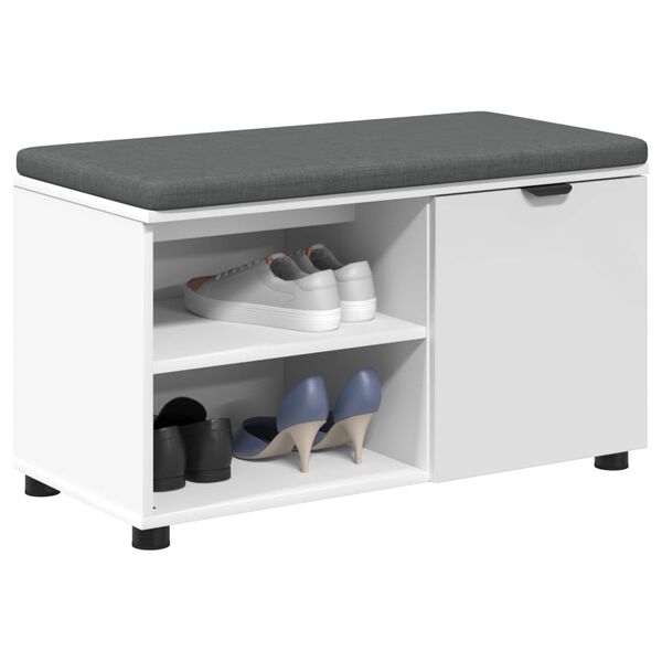 vidaXL Banco de Hall com almofada com porta Branco 80 x 38 x 46 cm
