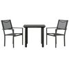 vidaXL 3 pcs conjunto de jantar para jardim a&ccedil;o e textilene preto