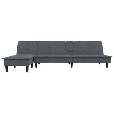vidaXL Sofá-cama em forma de L 255x140x70 cm veludo cinzento-escuro