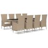 vidaXL 9 pcs conjunto de jantar p/ jardim com almofad&otilde;es vime PE bege