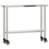 vidaXL Mesa de trabalho de cozinha c/ rodas 110x30x85 cm a&ccedil;o inox.
