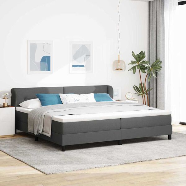 vidaXL Cama Box com colch&atilde;o Cinzento escuro 200 x 200 cm tecido