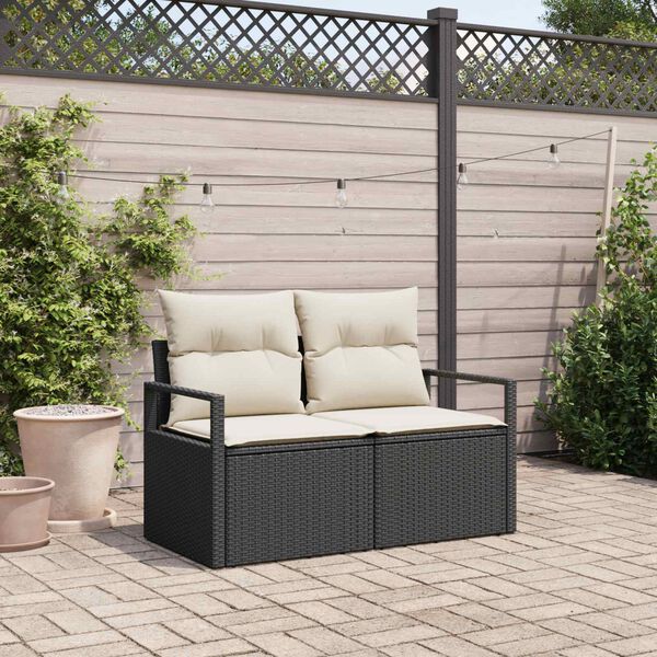 vidaXL Sof&aacute; de jardim com almofada 120 x 62 x 69 cm. vime PE