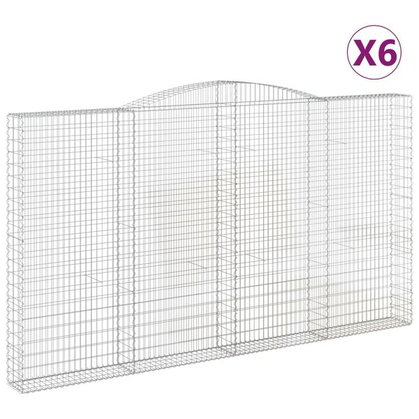 vidaXL Cestos gabião arqueados 6pcs 400x30x220/240cm ferro galvanizado
