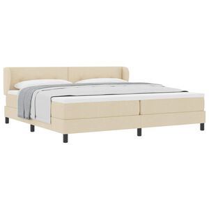 vidaXL Cama Box com colch&atilde;o com cabeceira Creme 200 x 200 cm tecido