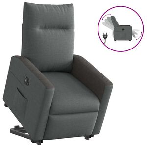 vidaXL Poltrona reclin&aacute;vel elevat&oacute;ria el&eacute;trica tecido cinzento-escuro