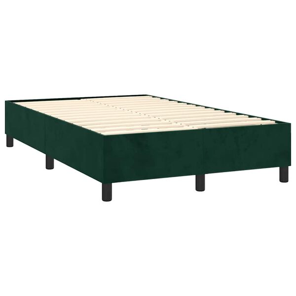 vidaXL Cama boxspring com colch&atilde;o 120x200 cm veludo verde-escuro