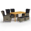 vidaXL 7 pcs conjunto de jantar de jardim castanho
