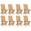 vidaXL Cadeiras de jardim c/ almofad&otilde;es xadrez cinzento 8 pcs teca