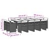 vidaXL 13 pcs conjunto de jantar p/jardim com almofad&otilde;es vime PE preto
