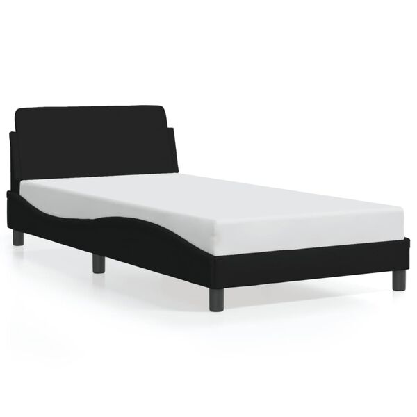 vidaXL Estrutura de cama Dover 100x200 cm tecido preto