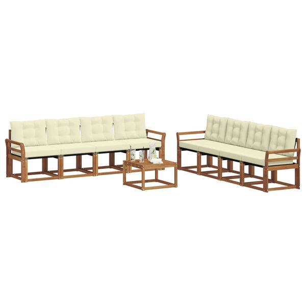 vidaXL Conjunto de Sof&aacute;s para Exterior 9 pcs Natural e Creme