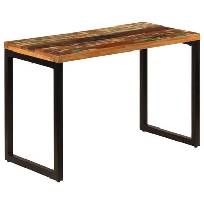 vidaXL Mesa de jantar 115x55x76 cm madeira recuperada maciça e aço