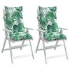 vidaXL Almofad&otilde;es p/ cadeira encosto alto 2 pcs tecido oxford folhas