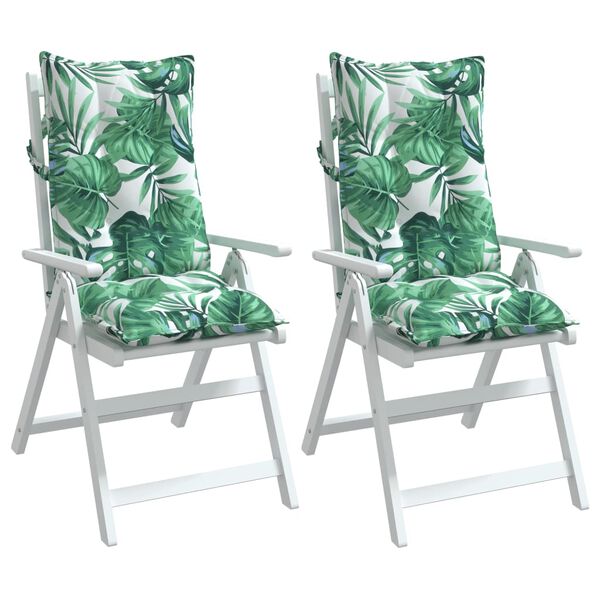 vidaXL Almofad&otilde;es p/ cadeira encosto alto 2 pcs tecido oxford folhas