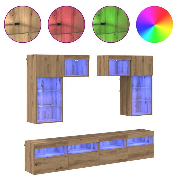 vidaXL Unidades de Parede para TV 6 pcs Madeira Antiga