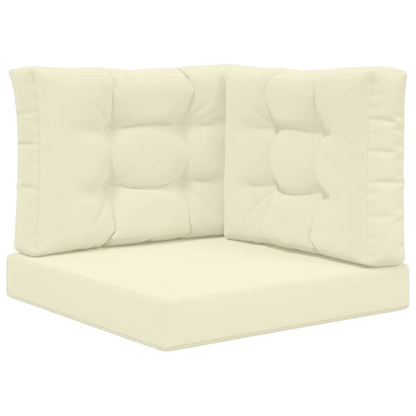 vidaXL Almofada para Sof&aacute; Externo 3 pcs Creme Poli&eacute;ster