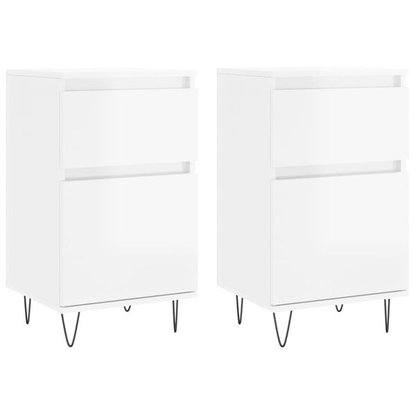 vidaXL Aparadores 2 pcs 40x35x70 cm deriv. de madeira branco brilhante