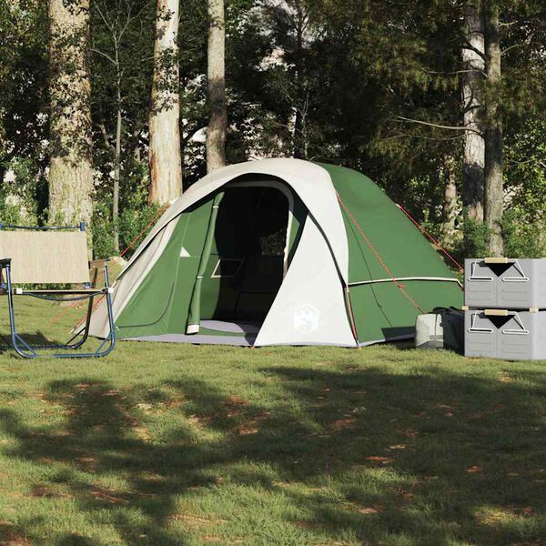 vidaXL Tenda de campismo cabana para 4 pessoas impermeável verde