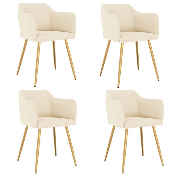 vidaXL Cadeiras de jantar 4 pcs veludo cor creme