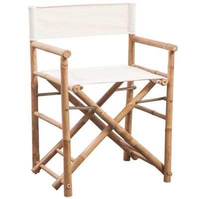 vidaXL Cadeiras de diretor dobráveis 2 pcs bambu e lona