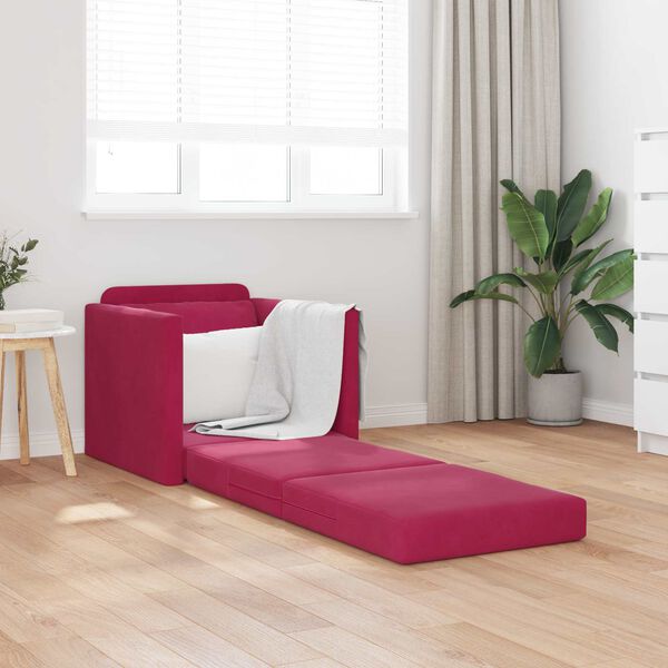 vidaXL Sof&aacute;-Cama 60cm Vinho Vermelho Veludo