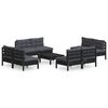 vidaXL 9 pcs conj. lounge de jardim com almofad&otilde;es antracite pinho