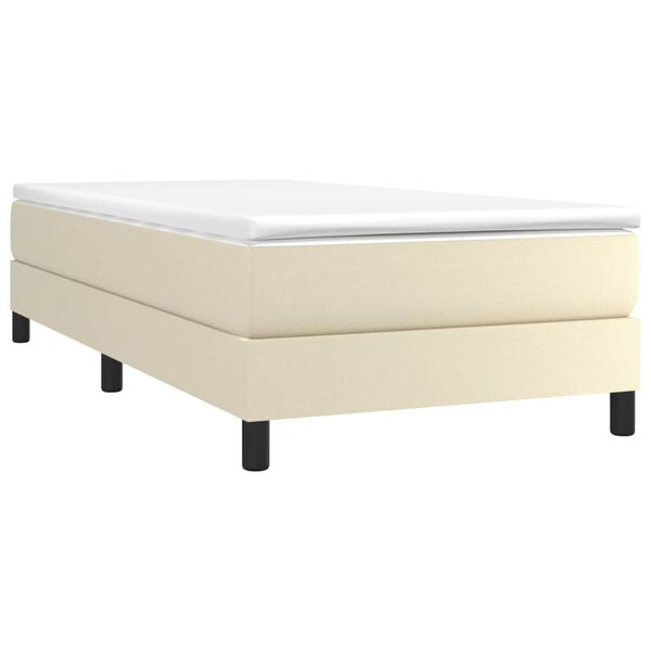 vidaXL Cama com molas/colch&atilde;o 90x190 cm couro artificial cor creme