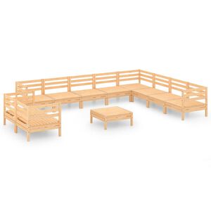vidaXL 11 pcs conjunto lounge de jardim pinho maci&ccedil;o