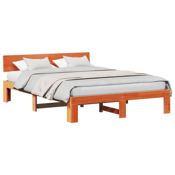 vidaXL Estrutura da Cama com cabeceira Marrom Cera 150 x 200 cm