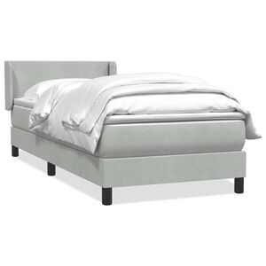 vidaXL Cama com molas/colch&atilde;o cinzento-claro 90x220 cm veludo