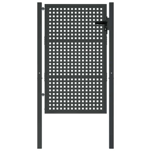 vidaXL Port&atilde;o de jardim em a&ccedil;o antracite 100x150 cm