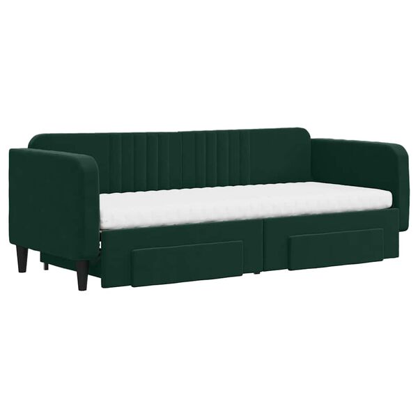 vidaXL Sof&aacute;-cama c/ gavet&atilde;o e gavetas 80x200cm veludo verde-escuro