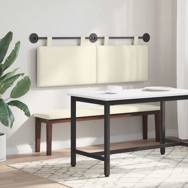 vidaXL Cabeceira Suspensa Montado na parede Liso Creme 150 x 55 x 5 cm