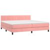 vidaXL Cama box spring c/ colch&atilde;o/LED 200x200 cm veludo rosa