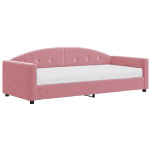 vidaXL Sof&aacute;-cama com colch&atilde;o 90x200 cm veludo rosa