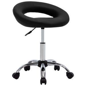vidaXL Cadeira de trabalho com rodas couro artificial preto