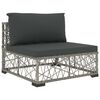 vidaXL 6 pcs conjunto lounge de jardim c/ almofad&otilde;es vime PE cinzento