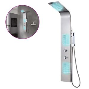 vidaXL Sistema de coluna de duche curvo em aço inoxidável