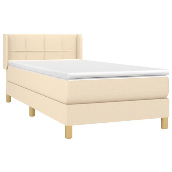 vidaXL Cama com molas/colch&atilde;o 80x200 cm tecido cor cr&egrave;me