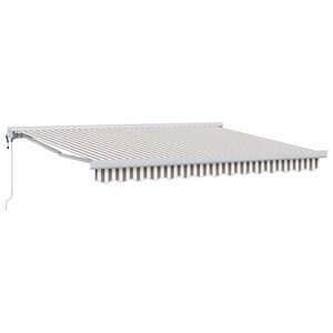 vidaXL Toldo retr&aacute;til Cinza Claro e Branco 450 &times; 300 cm Tecido e Metal